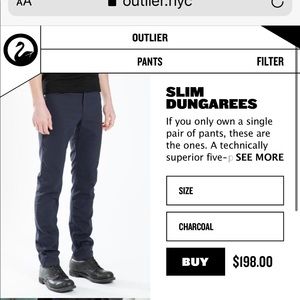 Outlier Slim Dungarees size 31